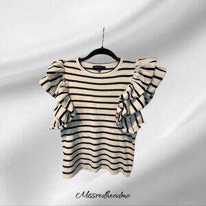 Strut & Bolt Striped Ruffle Sleeve Top